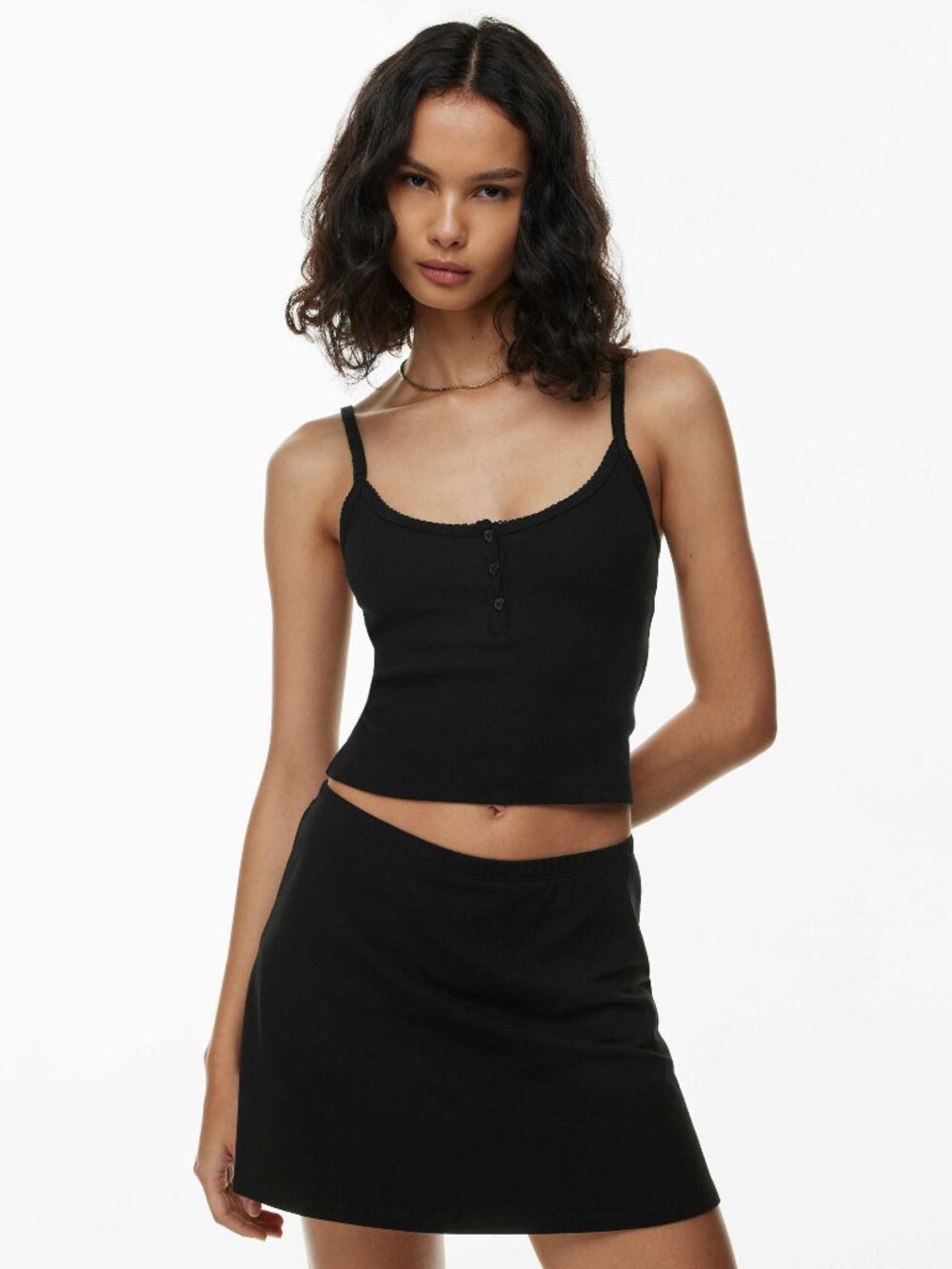 TNA HomeStretch Henley Tank in Black - S